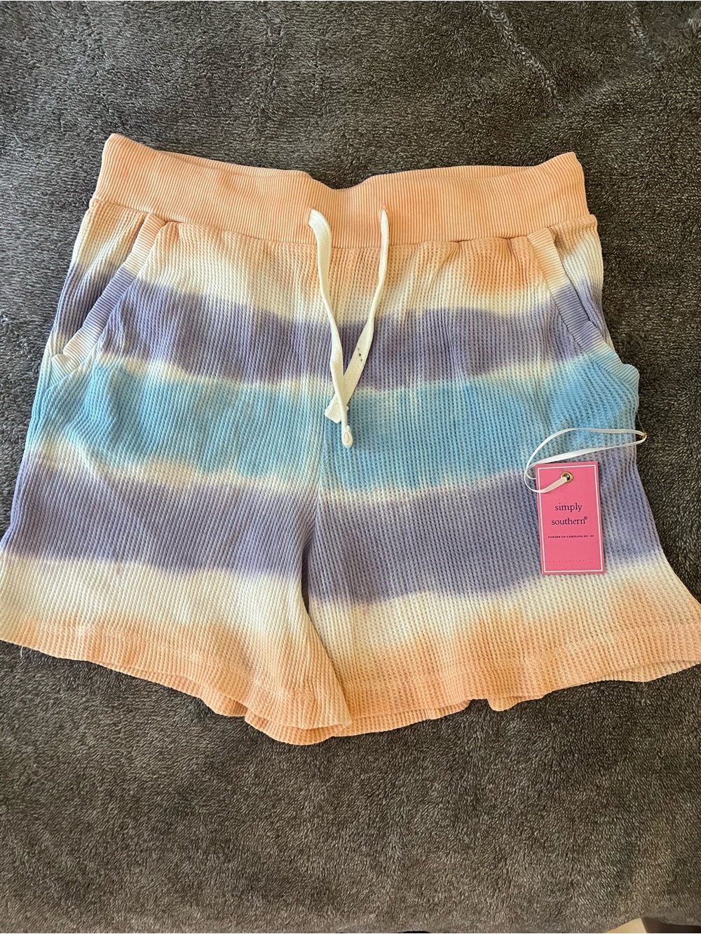 NWT Simply Southern Pastel Striped Tie-Dye Cotton Shorts